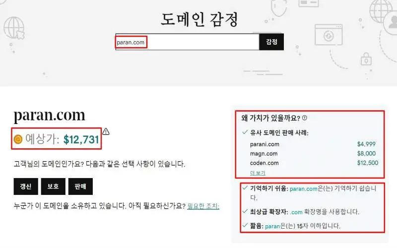 도메인 감정