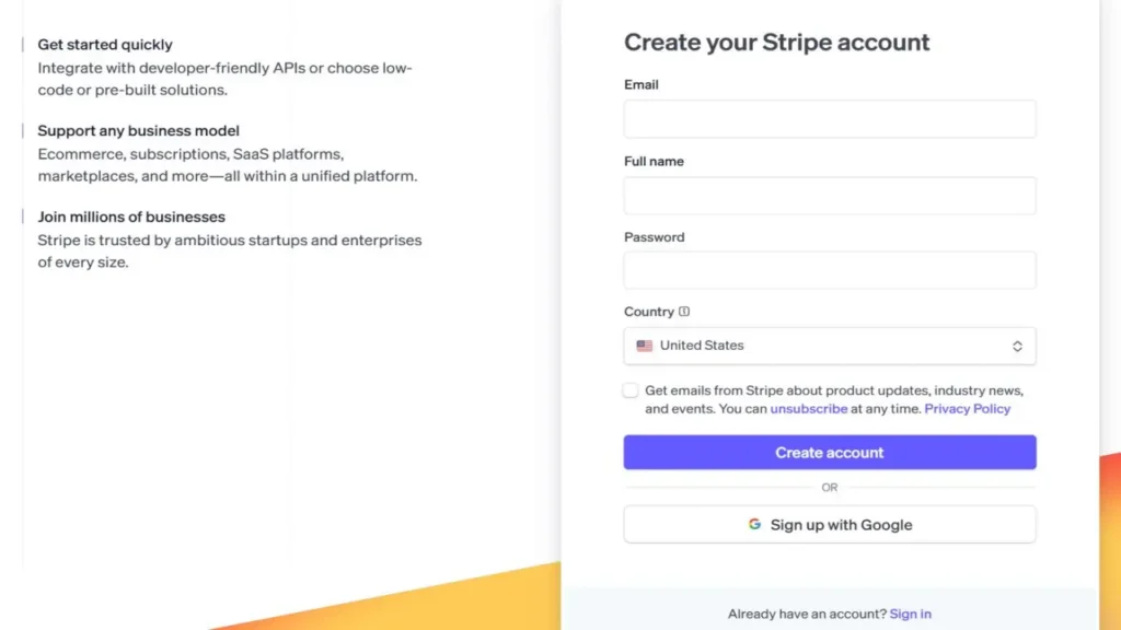 트위터로 돈벌기, Stripe 계정 만드는 방법 이미지